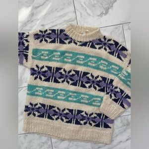 Incredible vintage Ecuador handknit ski sweater unisex sz M-L
